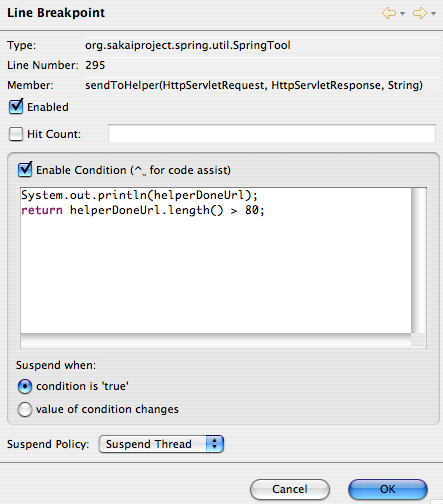 Conditional Breakpoint Properties